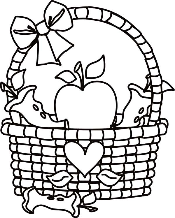 apple basket coloring page