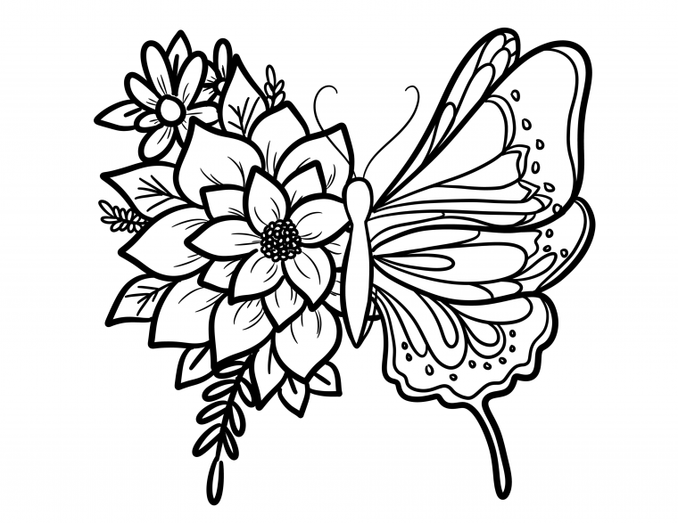 coloring pages of flowers and butterflies