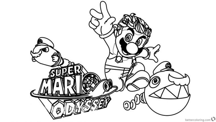 super mario odyssey coloring pages cappy