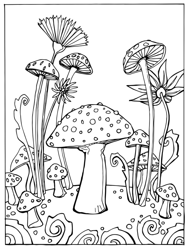 aesthetic mushroom coloring pages