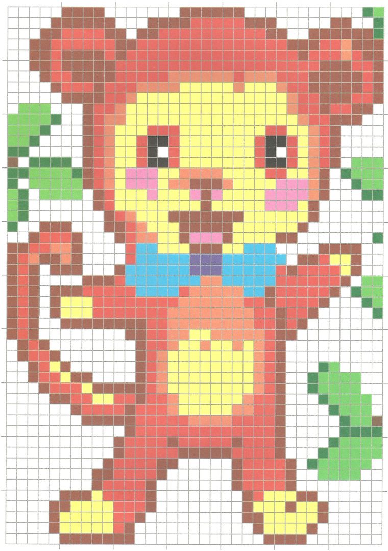 Coloriage D'Une Image D'Un Petit Singe Pixellisée encequiconcerne Coloriage Pixel