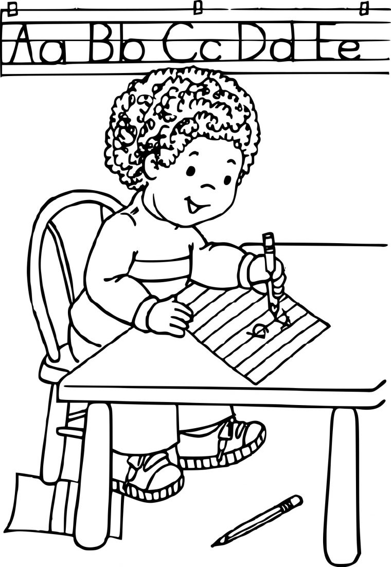 Coloriage Enfant Apprend À Ecrire A Imprimer serapportantà Coloriage Pour Enfans Fr