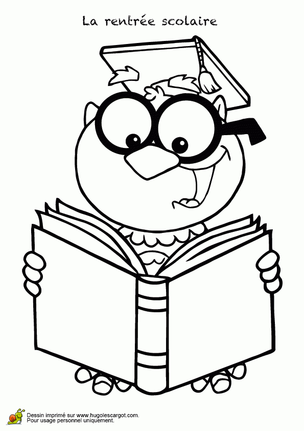 Coloriage Hibou Fait La Lecture concernant Livre De Coloriage