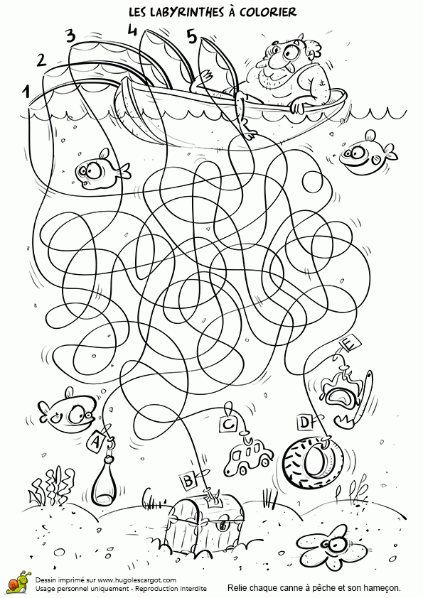 Coloriage Labyrinthe Du Pecheur A La Ligne Sur concernant Coloriage Jeux