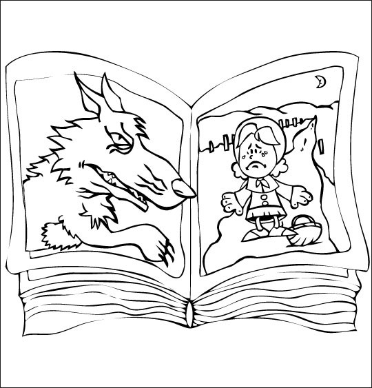 Coloriage Le Livre De Chaperon Rouge Dessin Gratuit À Imprimer avec Livre De Coloriage