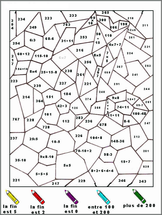 Coloriage204: Coloriage Magique Ce1 Calcul à Coloriage Par Nombre