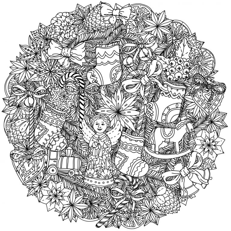 Dessin Noel: Coloriage Mandala Noel Gratuit A Imprimer dedans Mandala Coloriage Adulte