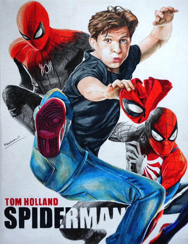 tom holland spiderman coloring pages