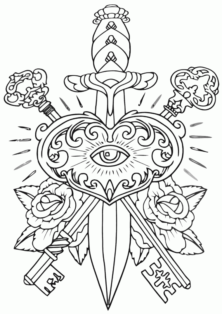 tattoo coloring book pages