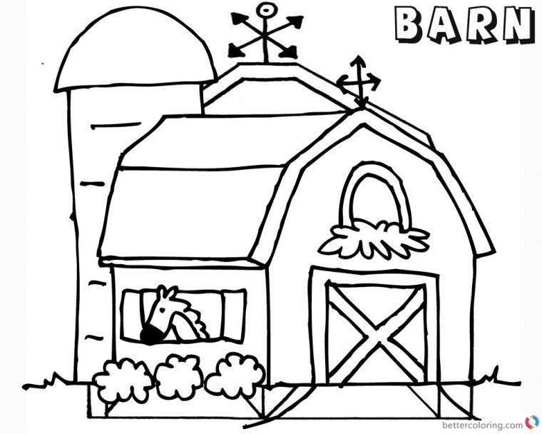 barn coloring page printable