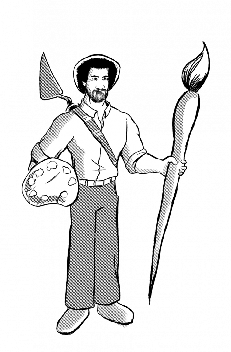 bob ross coloring pages