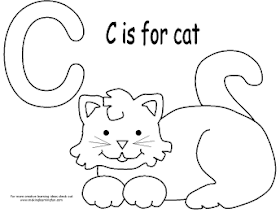 c is for cat coloring page