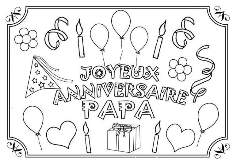 Anniversaire Papa, Coloriage, Diplôme, Texte, Gommettes intérieur Coloriage 40 Ans