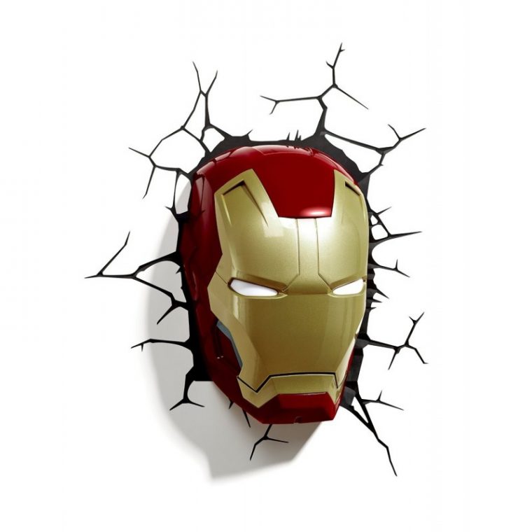 Applique Murale 3D Deco Light Masque Iron Man – Oyoo dedans Masque Iron Man À Imprimer