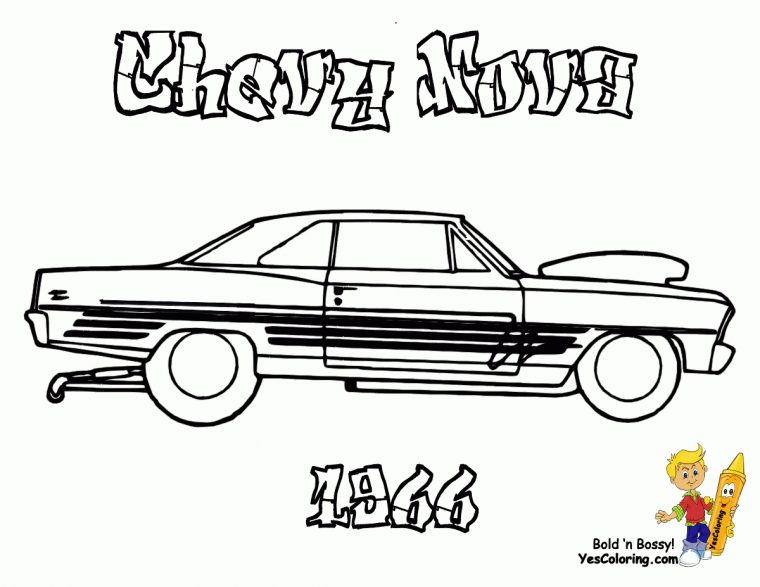 Brawny Muscle Car Coloring Pages | American Muscle Cars à Coloriage Dragster