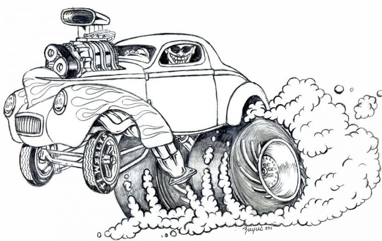 Car Cartoon Sketch At Paintingvalley | Explore tout Coloriage Dragster