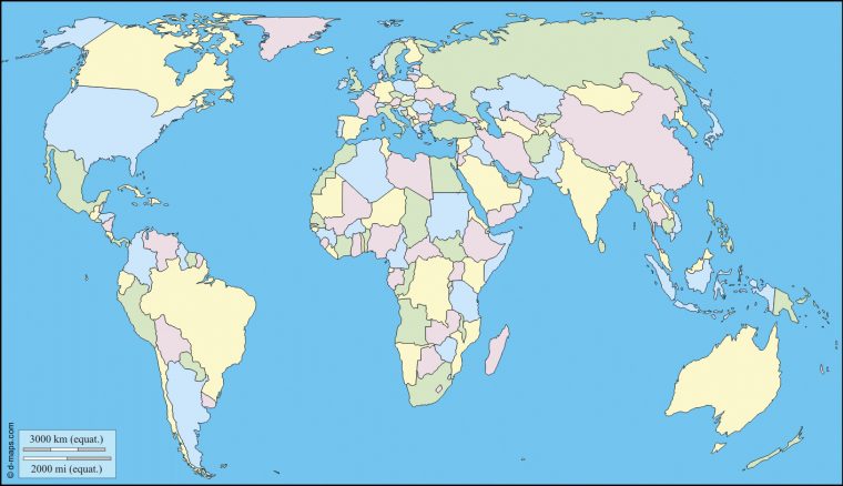 Carte Du Monde Vierge Gratuite | My Blog intérieur Coloriage Mappemonde