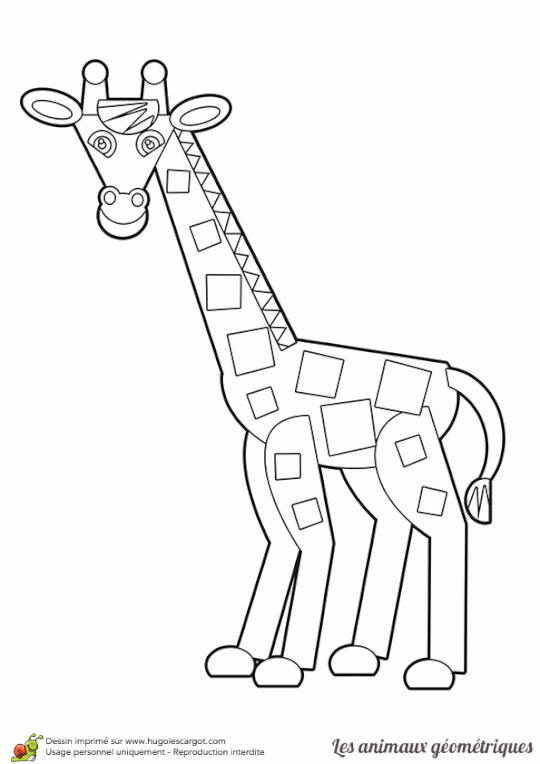 Coloriage Animaux Géométriques Girafe | Coloriage Animaux tout Dessin Facile Girafe