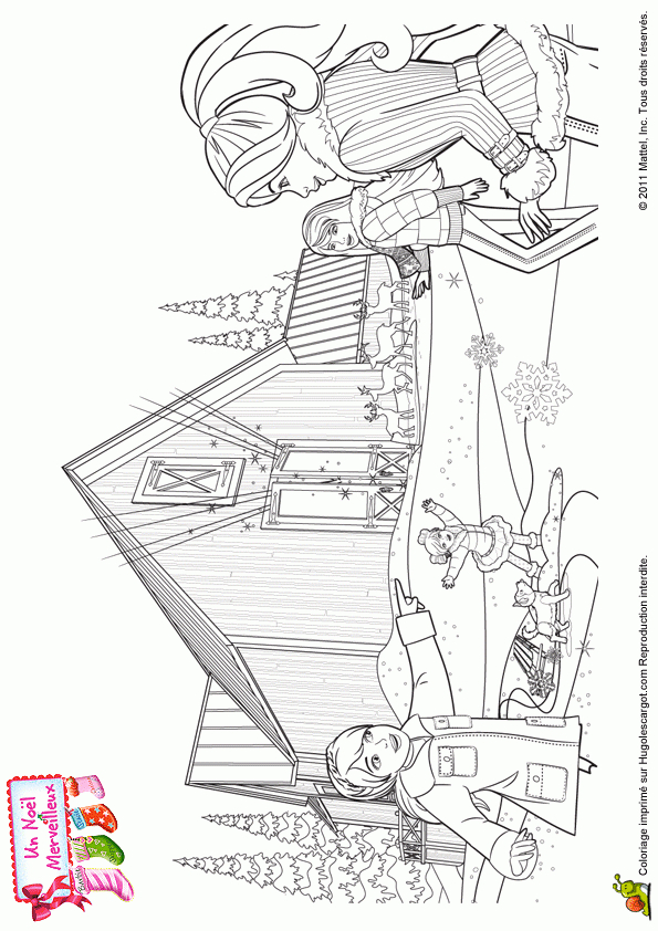 Coloriage Barbie Merveilleux Noel 08 Sur Hugolescargot dedans Coloriage Barbie Noel