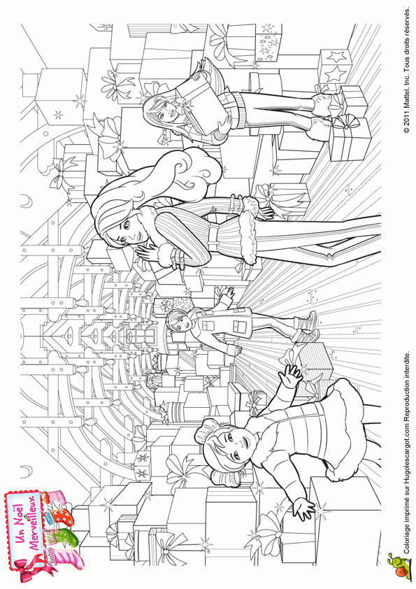 Coloriage Barbie Merveilleux Noel 09 Sur Hugolescargot encequiconcerne Coloriage Barbie Noel