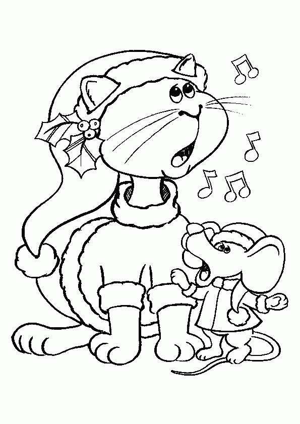 Coloriage Chat Souris Noel Coloriage Sur Hugolescargot à Dessin De Chaton À Imprimer