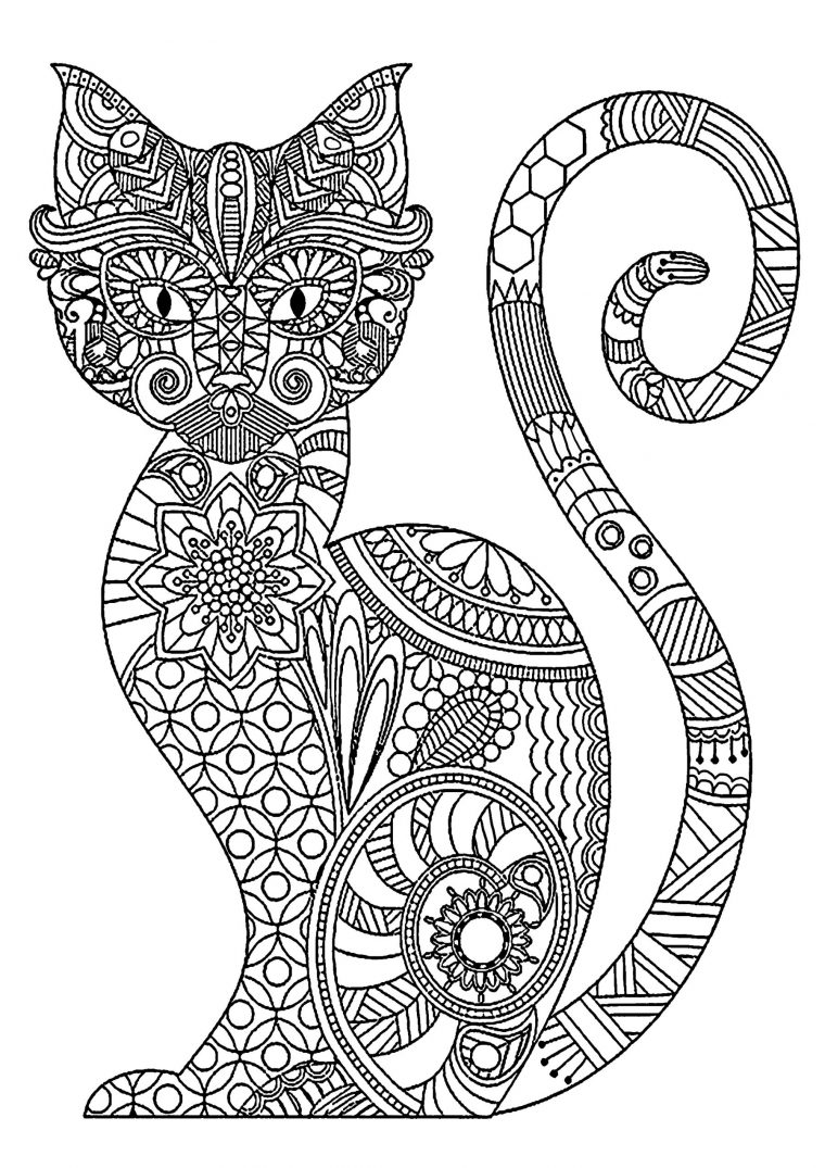 Coloriage De Chat Pour Enfants – Coloriages De Chats pour Tete De Chat Coloriage