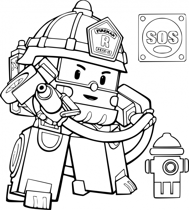 Coloriage De Robocar Poli Camion De Pompier À Imprimer Sur à Coloriage Robocar Poli À Imprimer