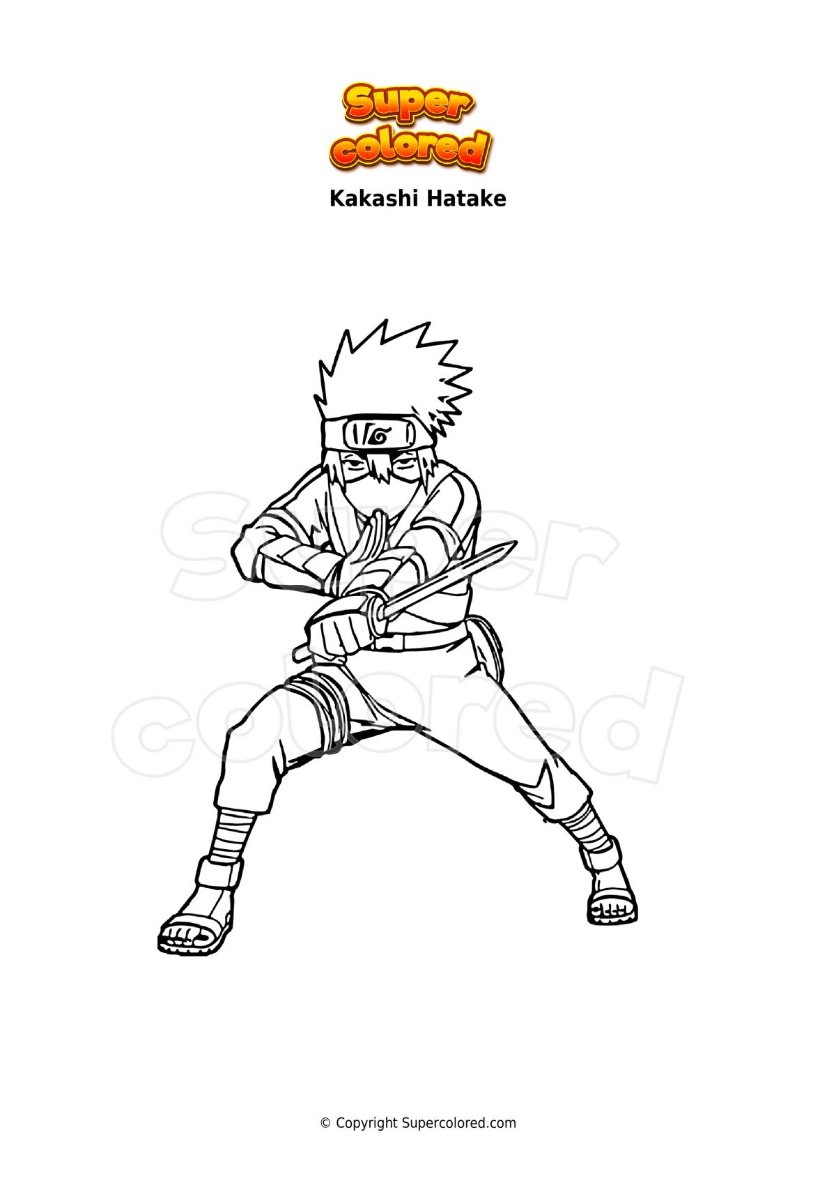 Coloriage Kakashi Hatake - Supercolored pour Coloriage Kakashi