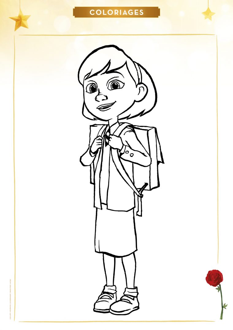 Coloriage La Petite Fille À L'École | Momes avec Coloriage Pour Fille À Imprimer