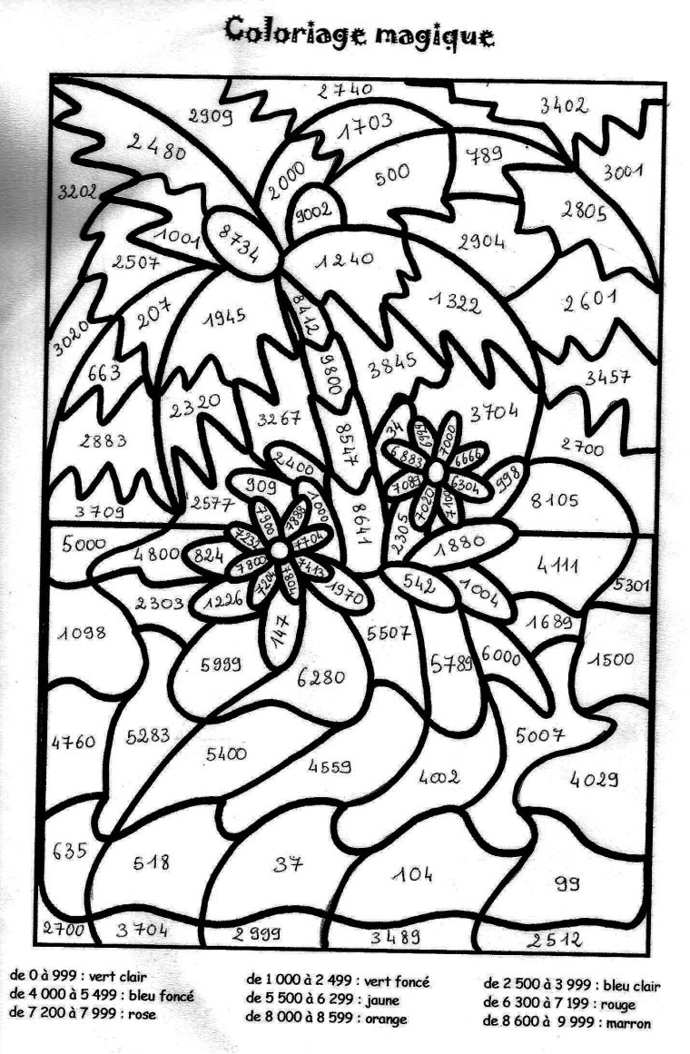 Coloriage Magique Soustraction À Colorier – Dessin À à Coloriage Adulte À Imprimer Avec Codé Couleur