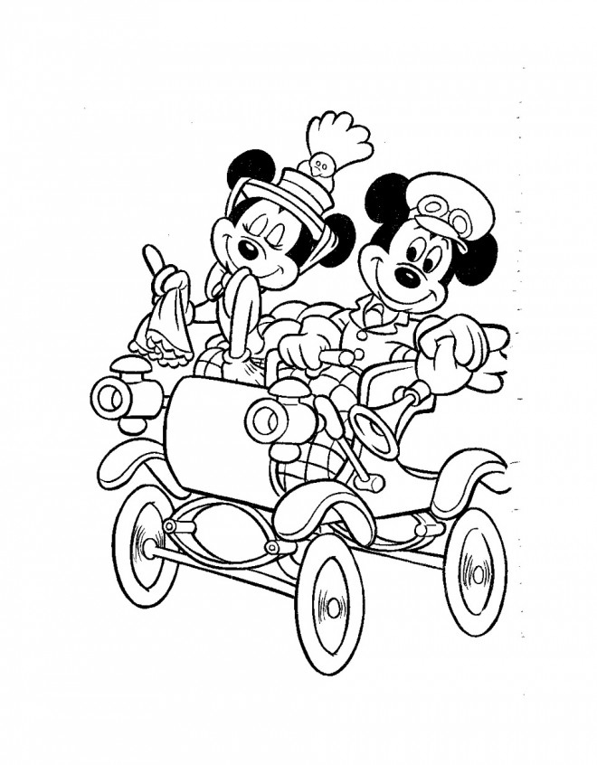 Coloriage Mickey Mouse Dans Sa Carrosse Dessin Gratuit À pour Coloriage Carrosse