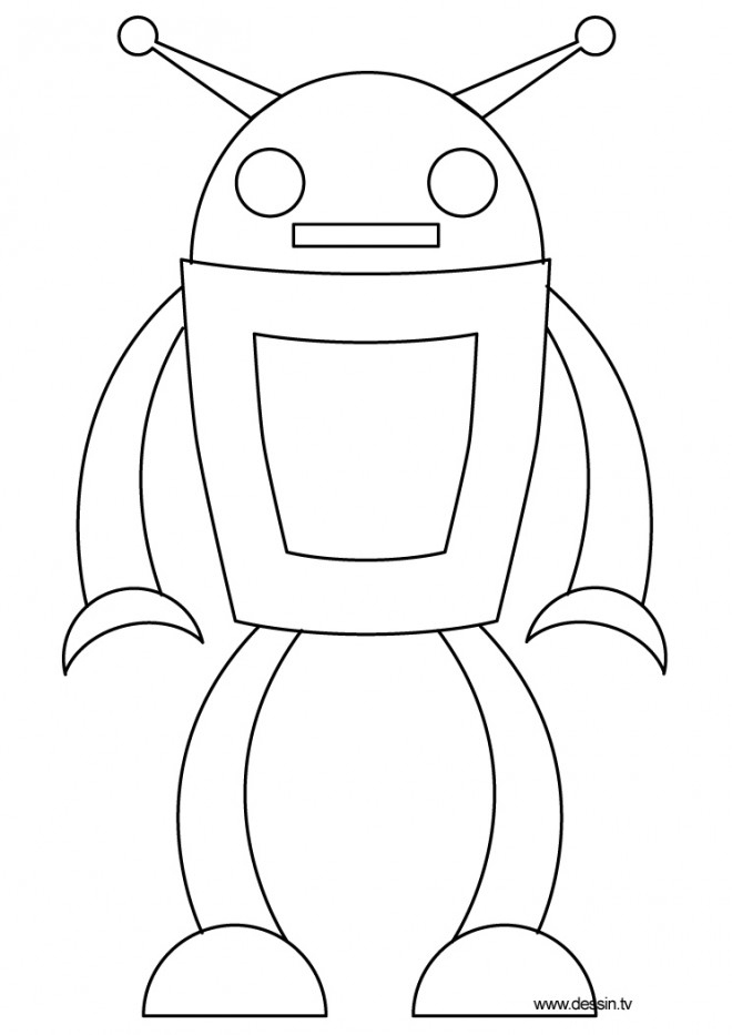 Coloriage Robot Facile Avec Antenne Dessin Gratuit À Imprimer pour Coloriage Tobot