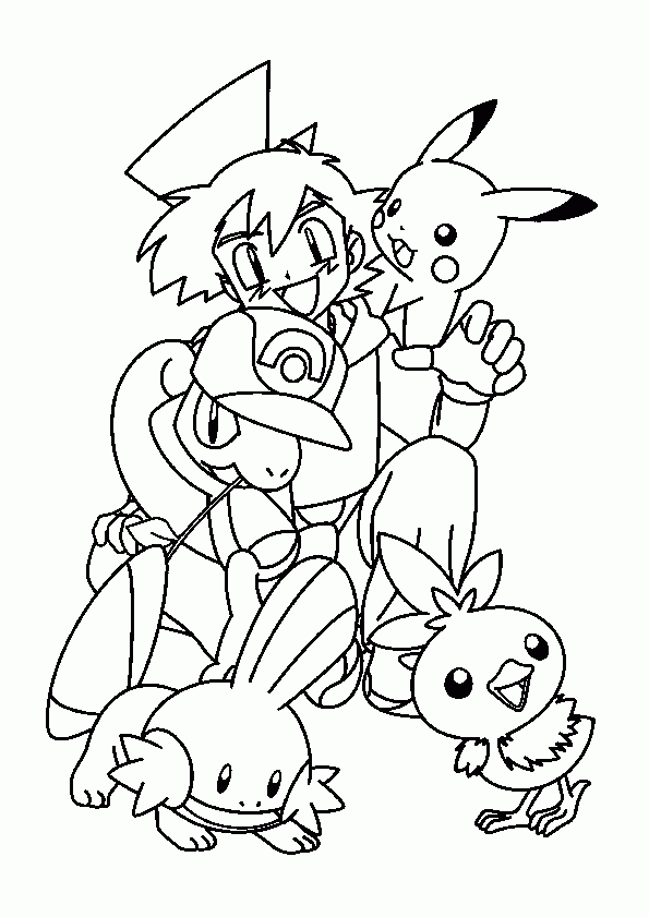 Coloriage Sacha Et Ses Pokémon avec Coloriage Poussifeu