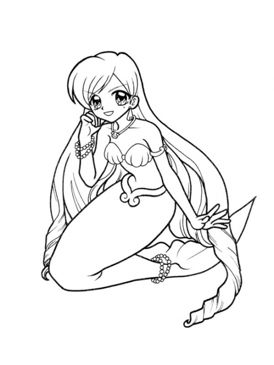 Coloriage Sirène Fille À Imprimer Sur Coloriages encequiconcerne Coloriage Manga Princesse