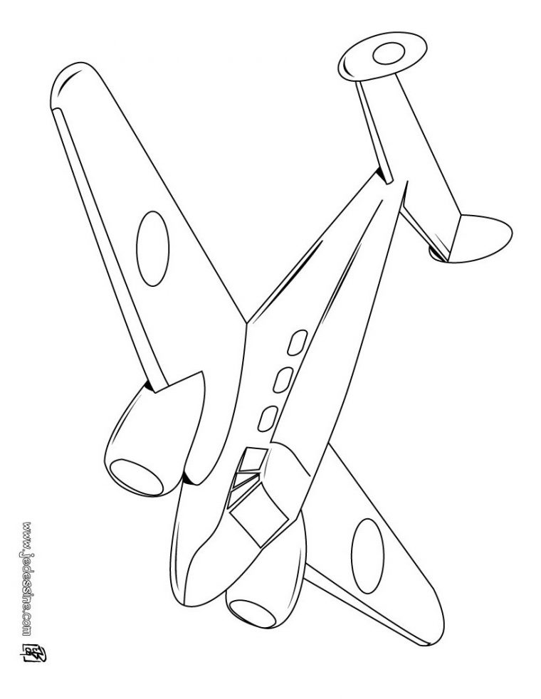 Coloriages Coloriage D'Un Avion Bimoteur – Fr.hellokids destiné Coloriage Avion A380