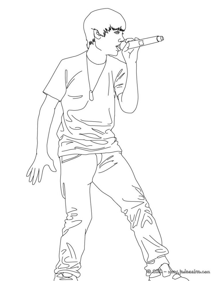 Coloriages Justin Bieber À Imprimer – Fr.hellokids concernant Coloriage Justin Bieber