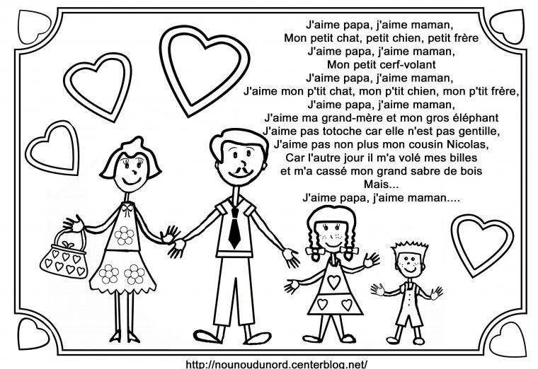 Comptine J'Aime Papa, J'Aime Maman Par Nounoudunord avec Coloriage Joyeux Anniversaire Papa