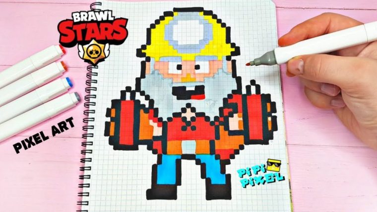 Динамайк Из Игры Brawl Stars Рисунки По Клеточкам -Pixel concernant Pixel Art Brawl Stars Corbac