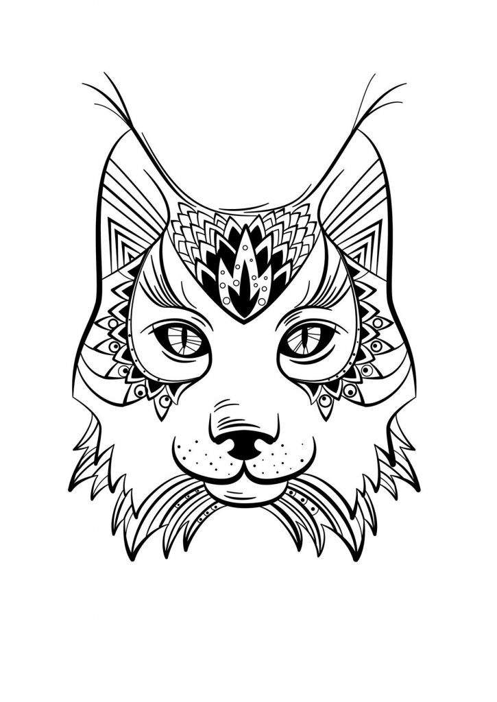 Dessin Chat Mandala Élégant Photos Coloriage Animaux Lynx encequiconcerne Tete De Chat Coloriage