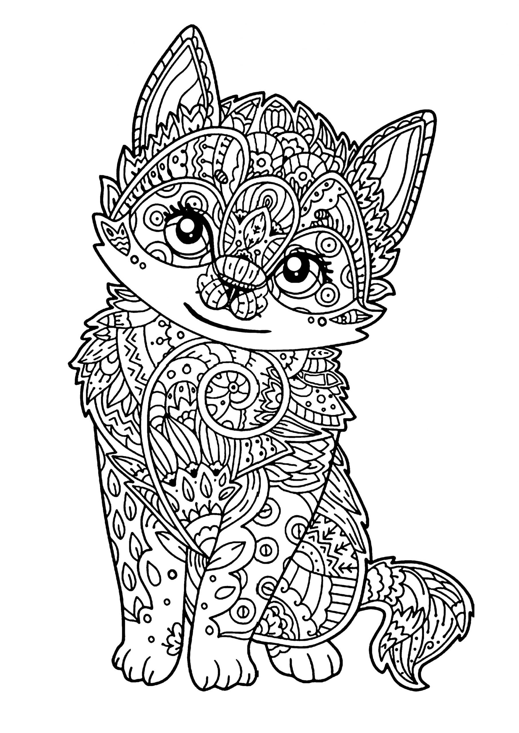 Dessin De Chat Gratuit À Télécharger Et Colorier concernant Tete De Chat Coloriage