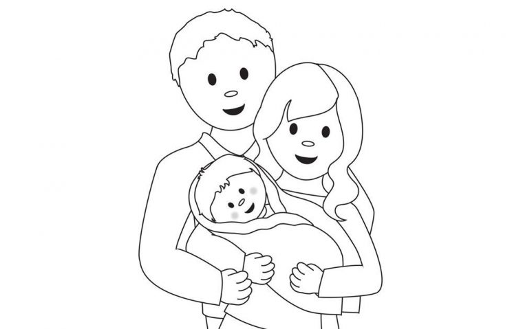 Dessin D'Une Famille – Activités – Coloriage Et Jeux En dedans Coloriage Bebe 1 An