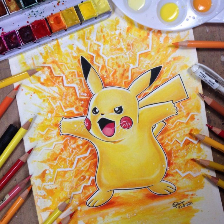 Dessiner Pokemon Go : Super Effet De Pikachu À L'Aquarelle avec Pokemon Dessin Couleur