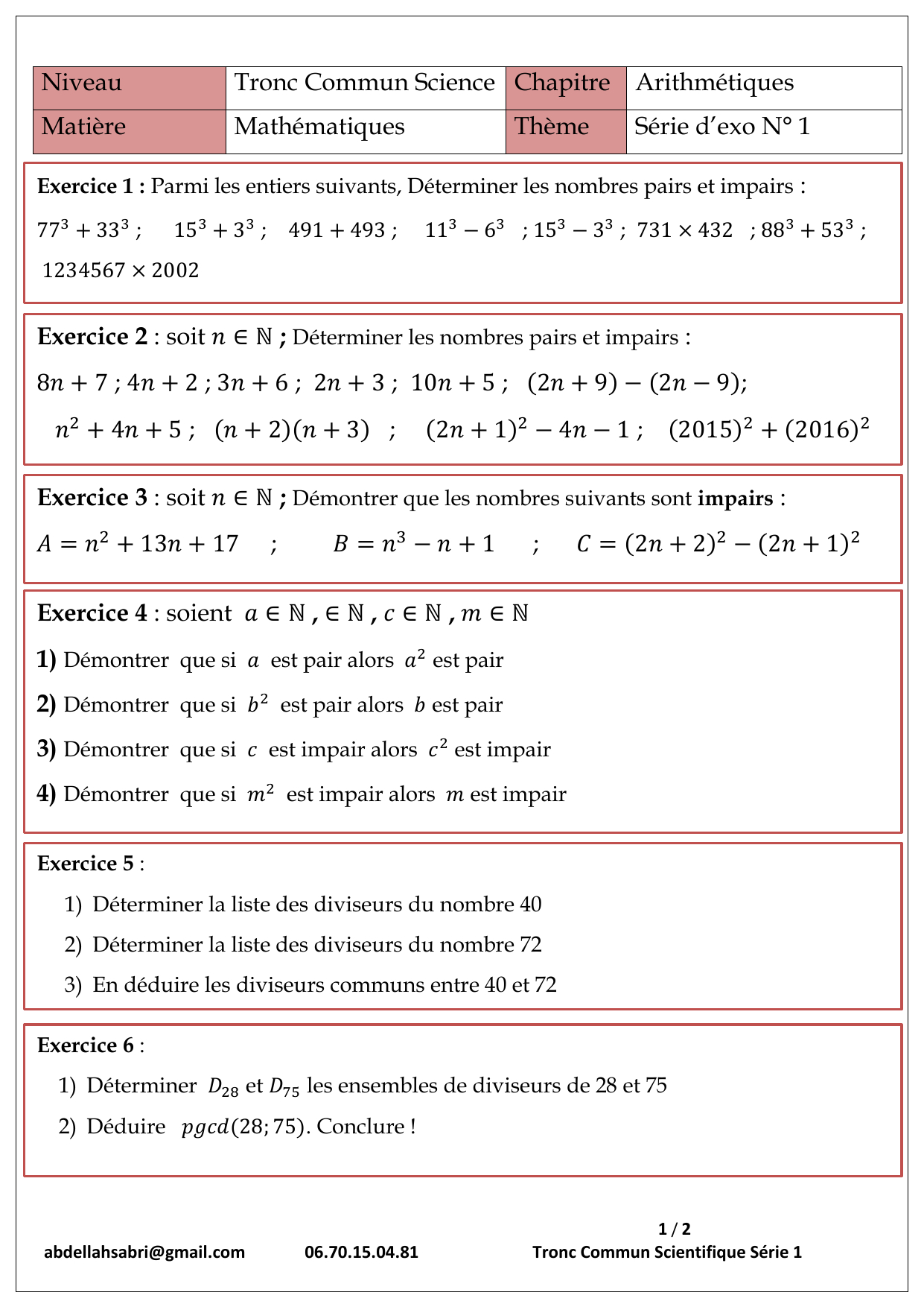 Document concernant Exercices Nombres Pairs Et Impairs Ce2