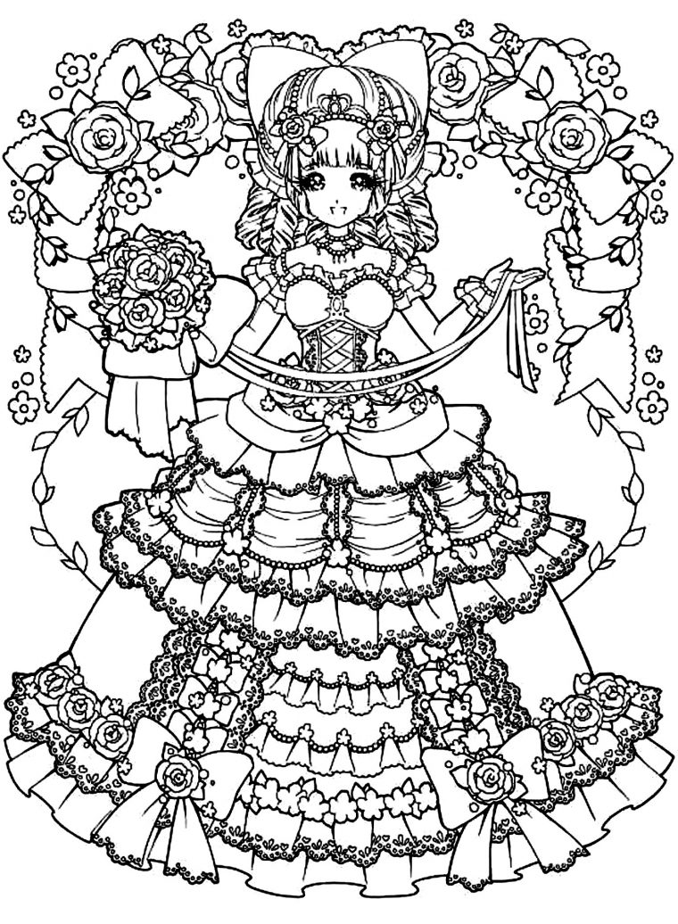 Élégant Coloriage De Fille Manga | Imprimer Et Obtenir Une dedans Coloriage De Fille