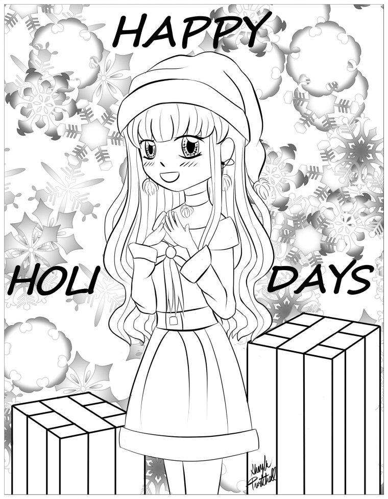 Fille Noel Style Manga – Noël – Coloriages Difficiles Pour à Coloriage Manga Fille Kawaii