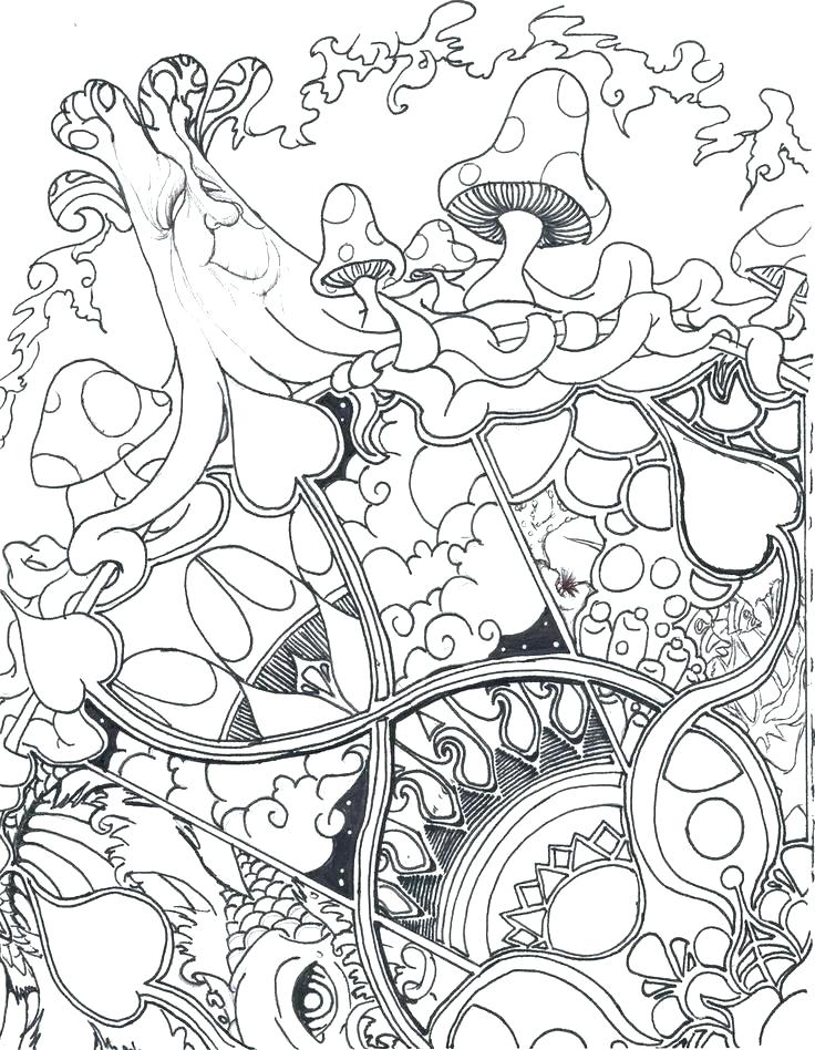 trippy mushroom coloring pages