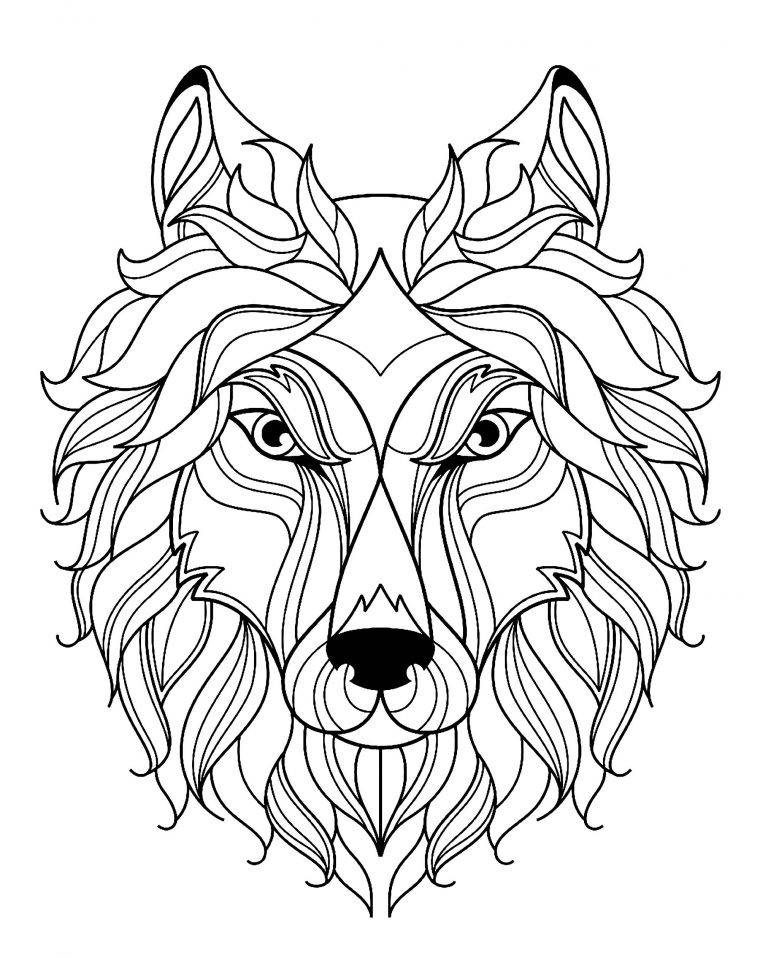 Gratuit Tete De Loup Simple – Coloriage De Loups avec Coloriage Tete De Chien