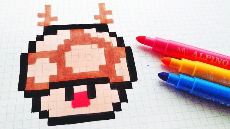 Handmade Pixel Art – How To Draw A Rudolph Mushroom # concernant Pixel Art Noel Facile