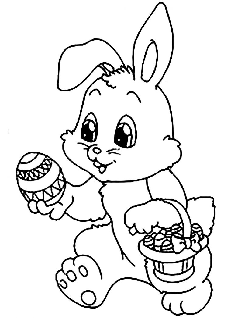 Lapin Et Son Panier – Coloriage De Lapins – Coloriages intérieur Lapin À Colorier