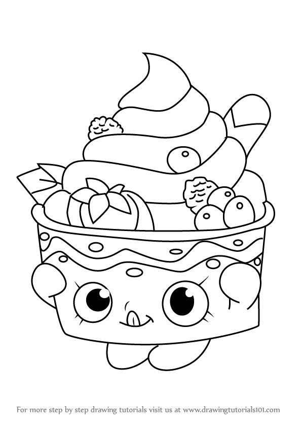 Learn How To Draw Yo-Chi From Shopkins (Shopkins) Step By encequiconcerne Coloriage Cupcake Shopkins